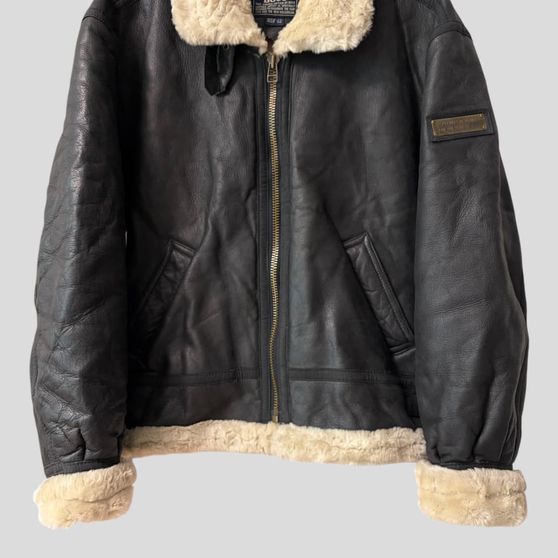 (LL)산토리 보스 커피 b-3 무스탕 자켓 상품이미지4