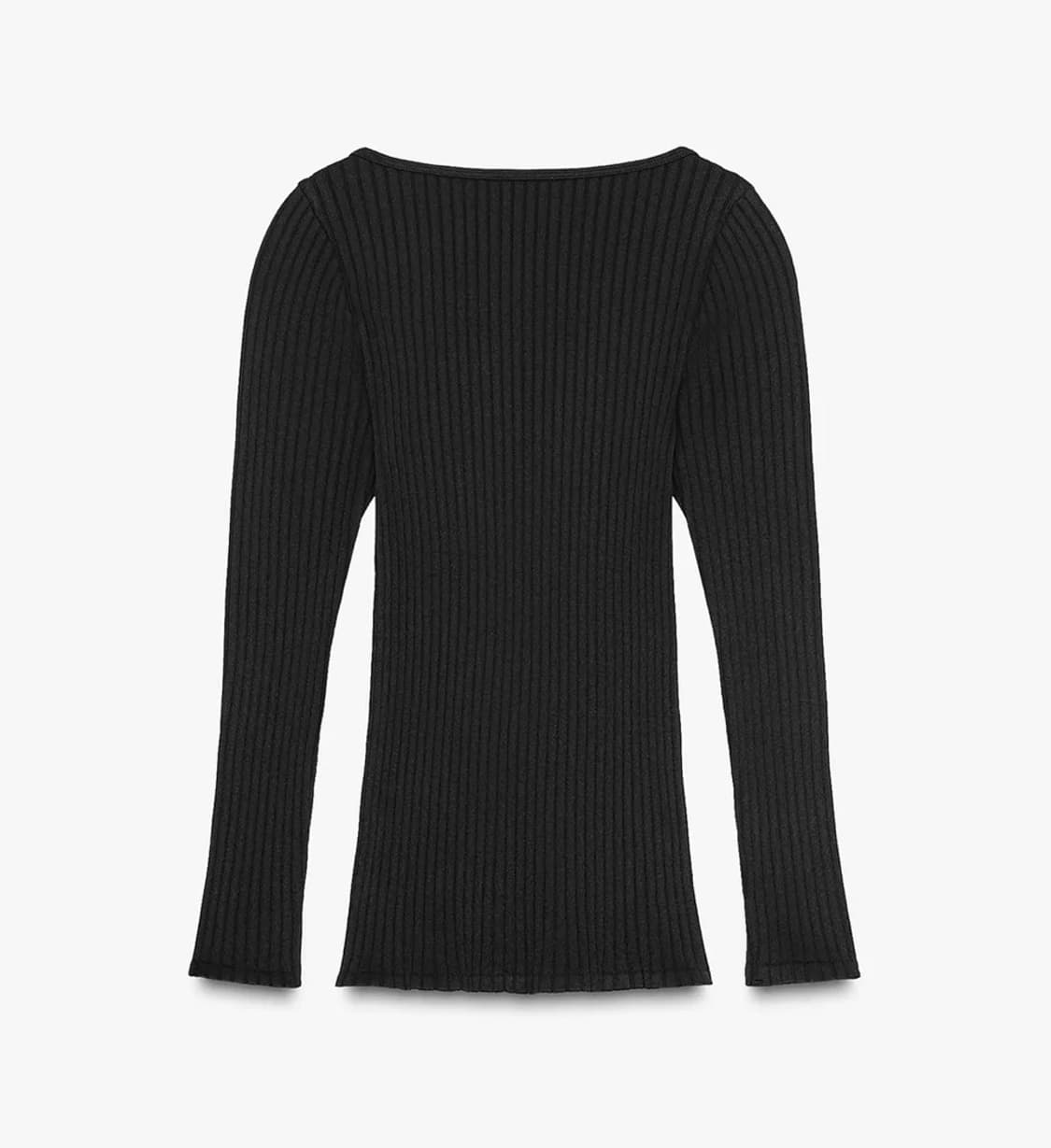 ZARA 자라 슬림핏 브이넥 리본 골지 긴팔 탑 블랙 상품이미지6