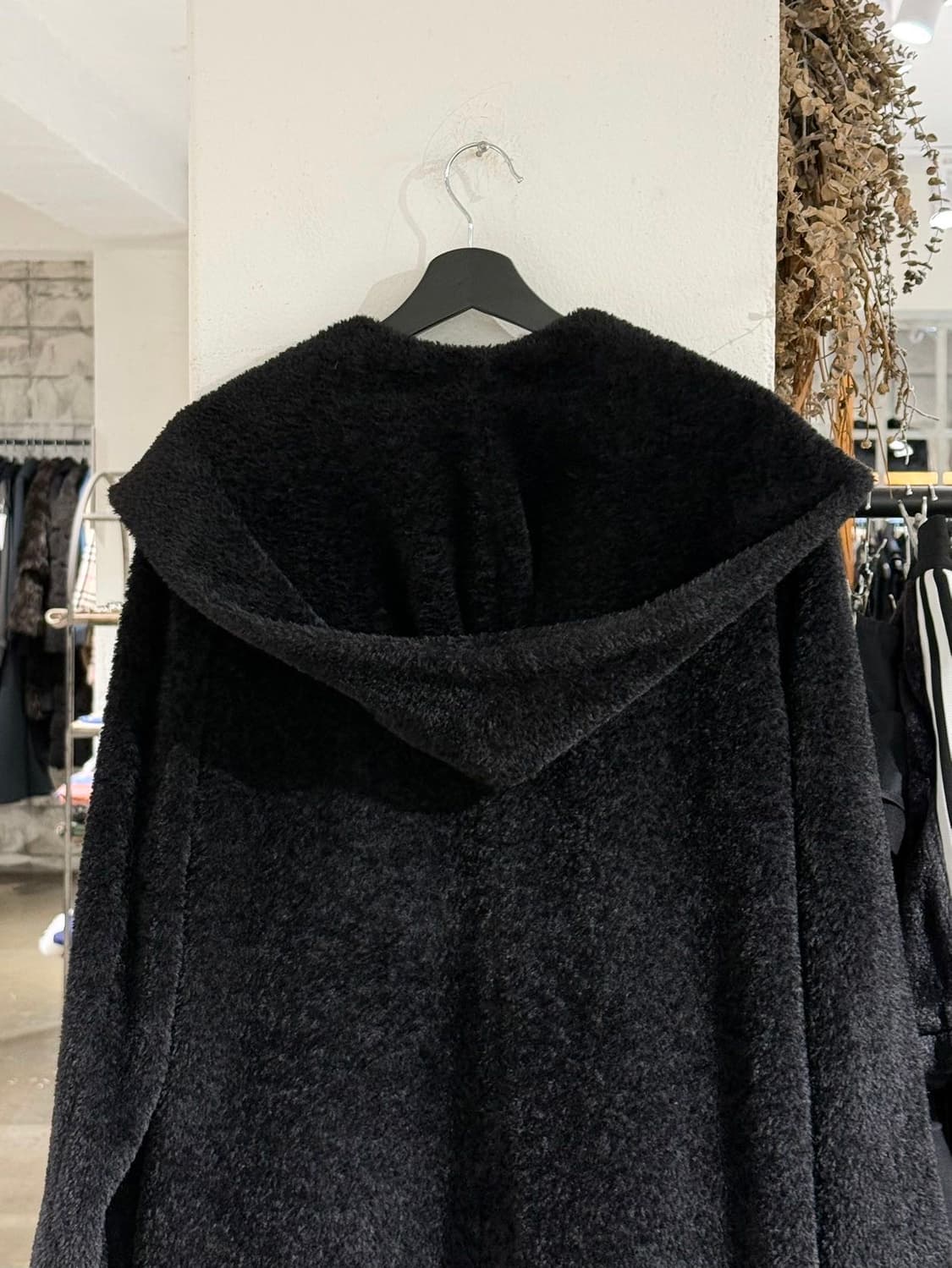 막스마라 블랙 라나버진울 알파카 블렌드 후디 코트 상품이미지5