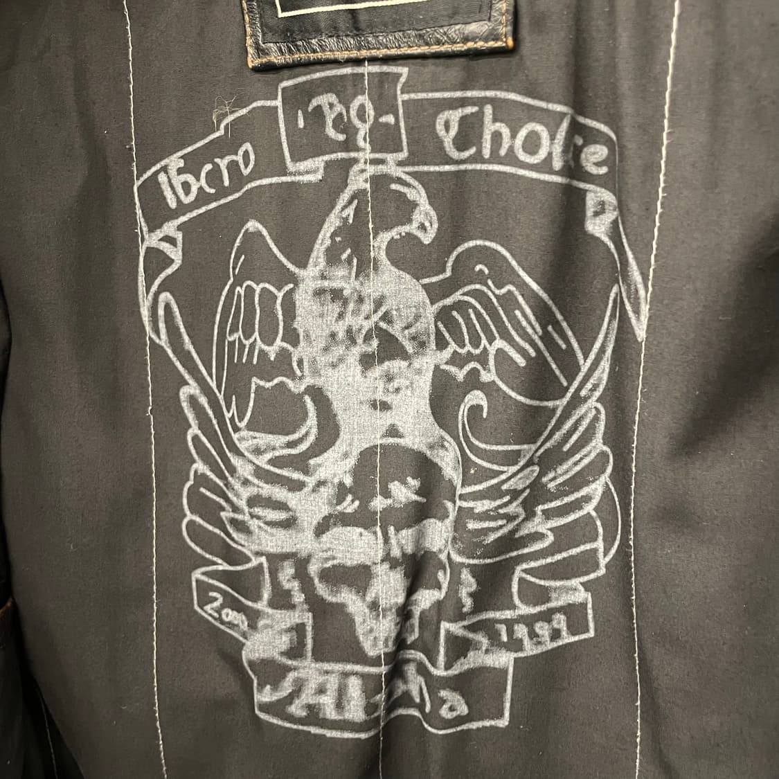 90s 알파 인더스트리 스페이스 포스 스컬 자수 라이더 리얼 레더 자켓 상품이미지9