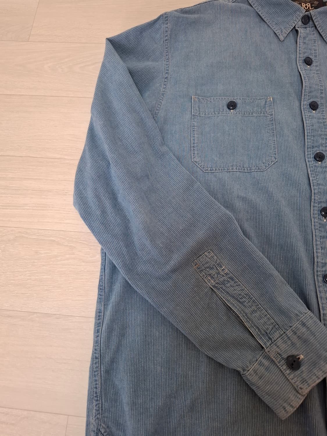XL RRL 인디고 샴브레이 와바시 스트라이프 워크 셔츠 블루 상품이미지3