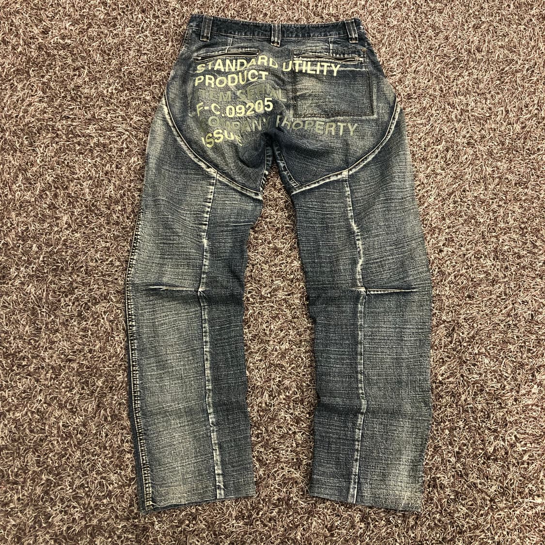 후부 워시드 레터링 데님팬츠 상품이미지1