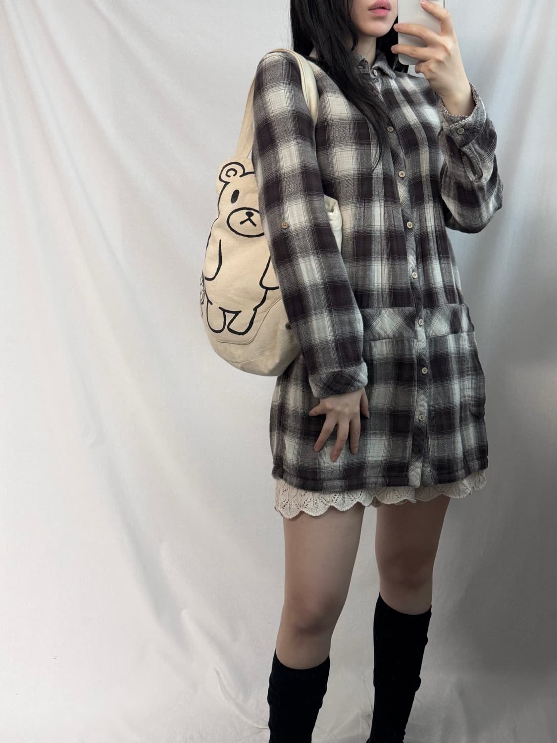 양면 체크 셔츠 원피스 상품이미지10