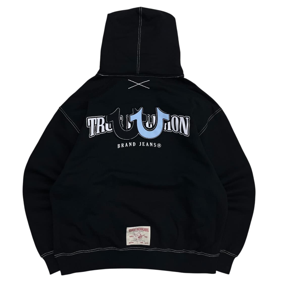 트루릴리젼 화이트 스티치 로고 블랙 후드 상품이미지3