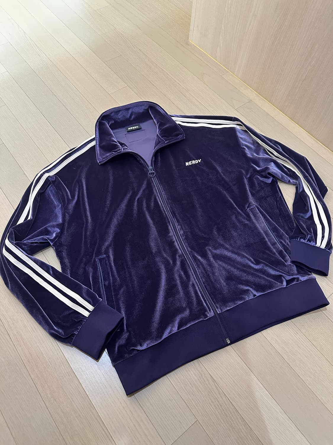널디 벨벳 져지 트랙자켓 퍼플 보라 L 상품이미지1