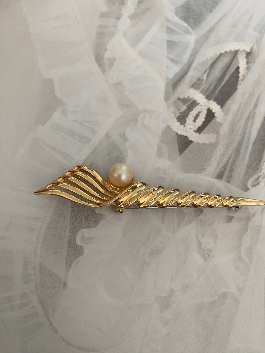 빈티지 골드 웨이브 진주 브로치 상품이미지3