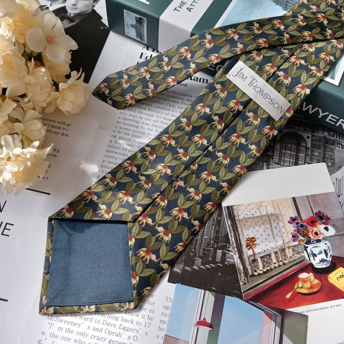 짐톰슨 실크 블루 코끼리 패턴 넥타이 9.5cm A+등급 E888
 상품이미지5