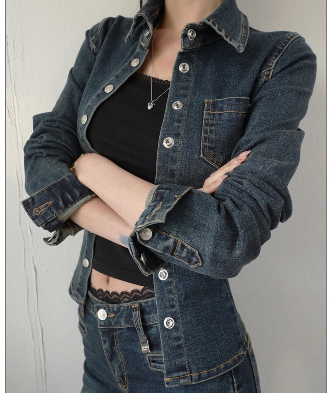 Palejade 페일제이드 Vintage Snap Denim Shirts 상품이미지2