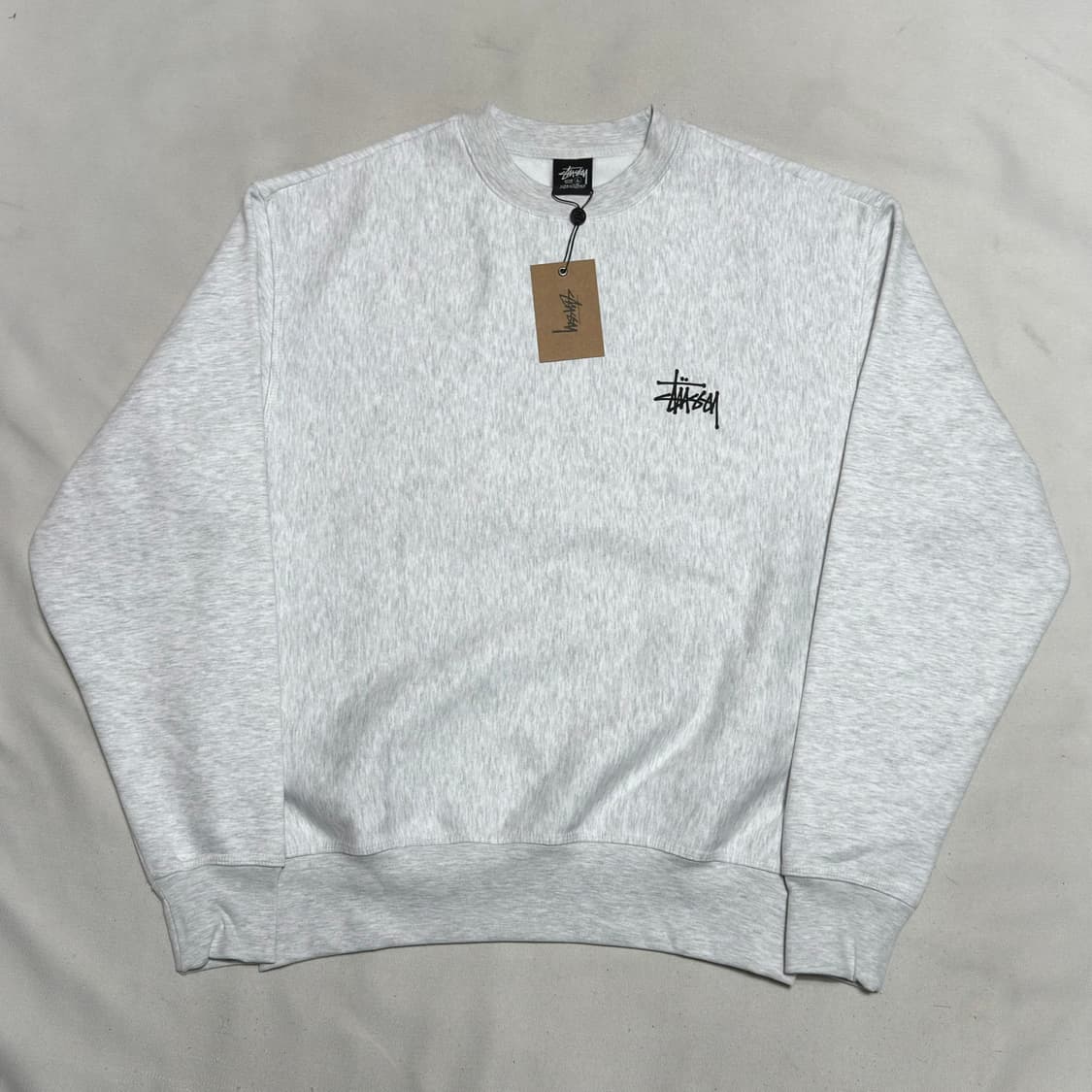 L 새상품 스투시 빅로고 애쉬 헤더 기모 맨투맨 상품이미지3