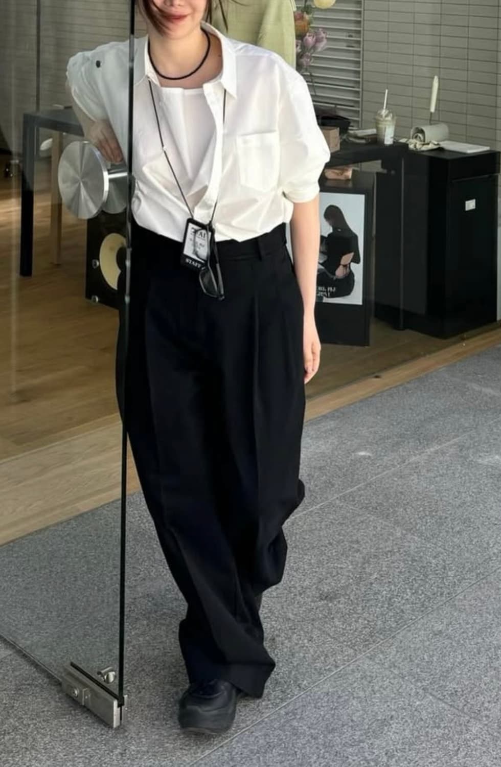 Grove 그로브 스미스 폴드카라셔츠 화이트 상품이미지2