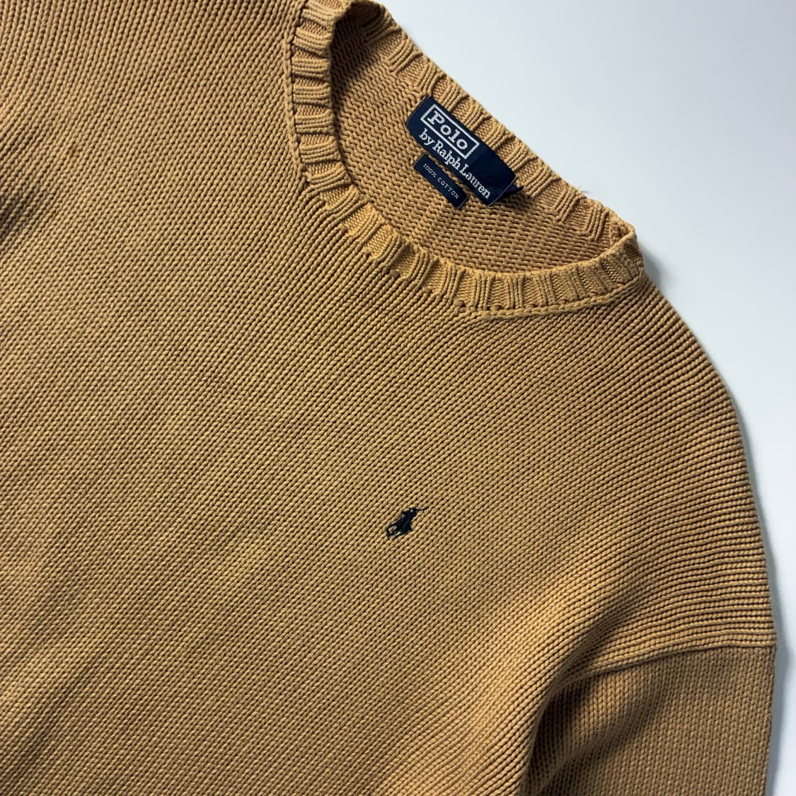Polo  폴로 랄프로렌 90,s 자수 코튼 베이지 라운드 니트  상품이미지3