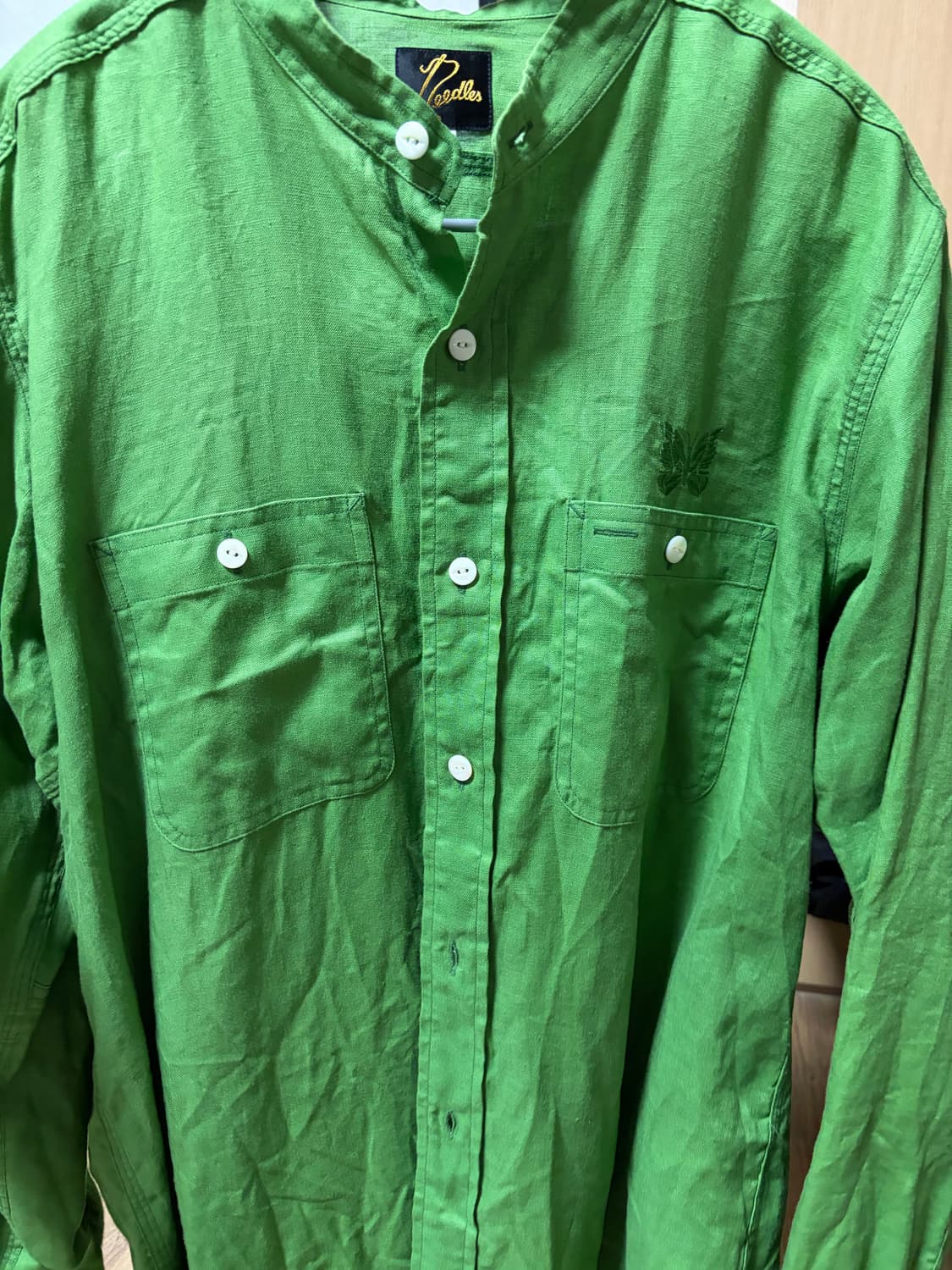 니들스 린넨 차이나 카라 셔츠 그린 M  상품이미지2