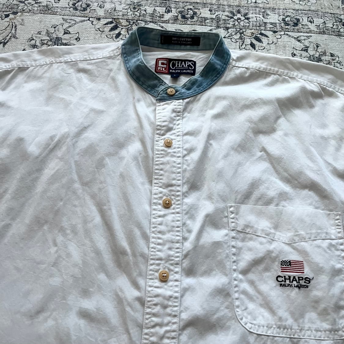 챕스 데님 차이나 카라 성조기 자수 셔츠 상품이미지3