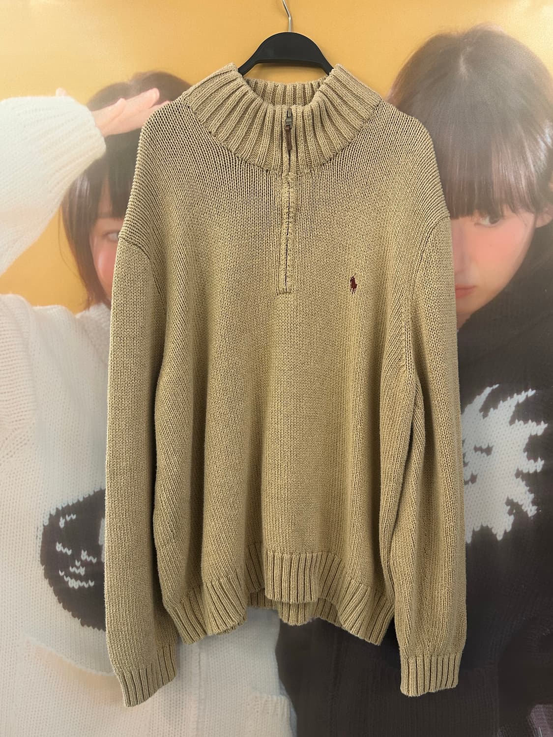 POLO 폴로 베이지 반집업니트 상품이미지1