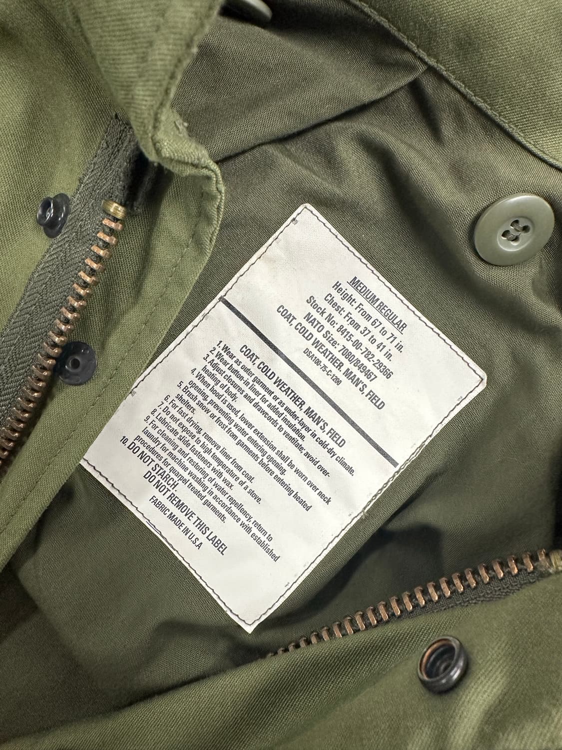 미군 m65 필드자켓 3세대 m/r 데드스탁 상품이미지2