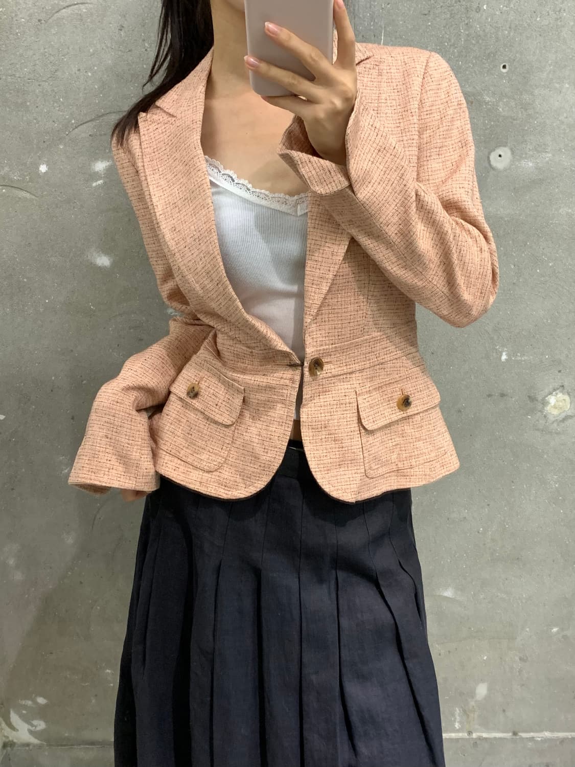 Burberry 버버리 핑크 트위드 싱글 자켓 상품이미지1