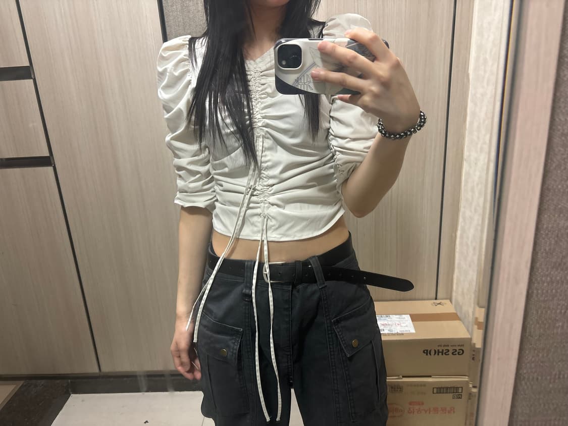 SLY 셔링 7부 소매 탑 상품이미지3