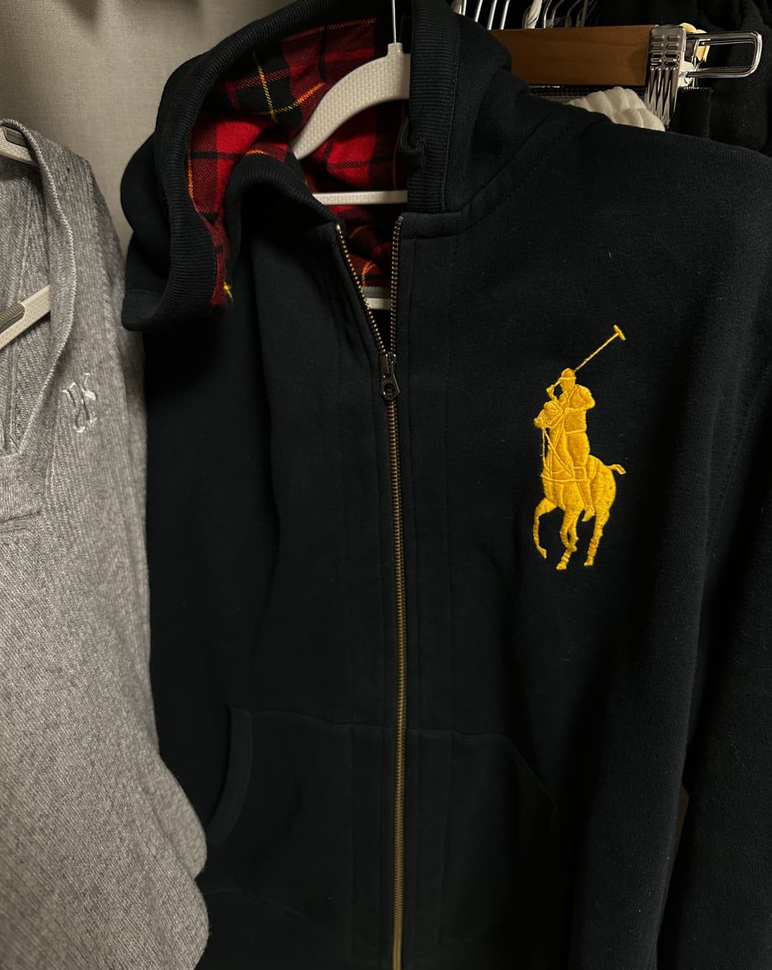 폴로 빅포니 체크 후드집업 L 상품이미지1