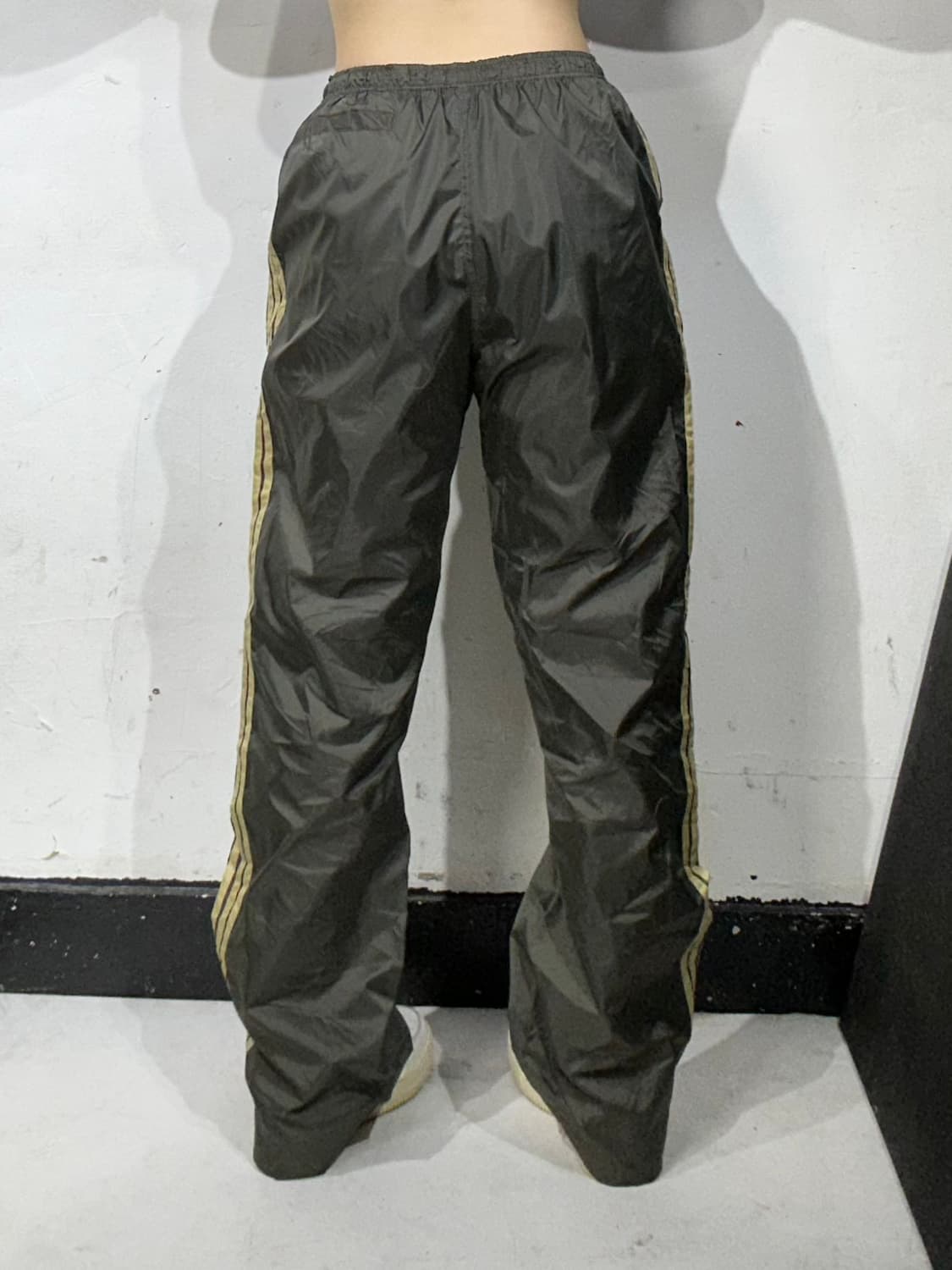 일본 빈티지 카키 브라운 대대장 삼선 와이드 힙합 트랙 팬츠 M 상품이미지3