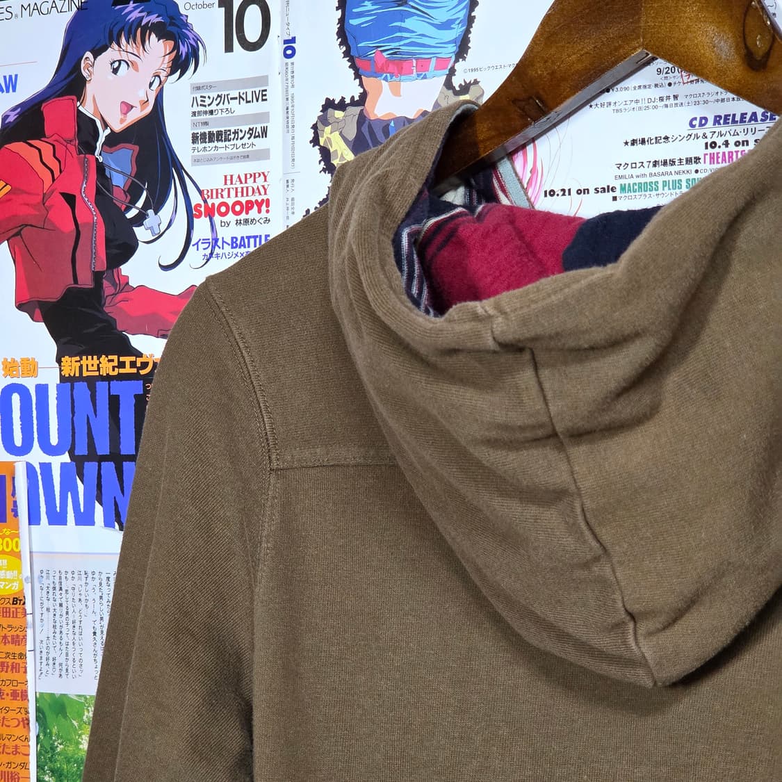 JPN 모리걸 카키 브라운 투웨이 후드집업 상품이미지6