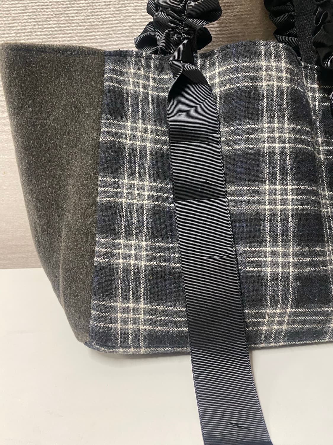 악세스팜 엑세스팜 키치 셔링 체크 토트백 가방 빈티지 상품이미지4