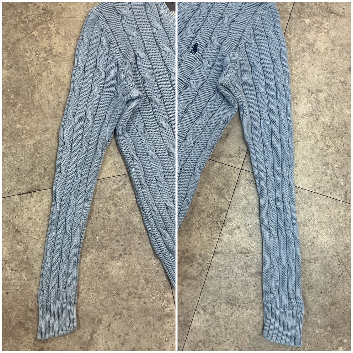 폴로 랄프로렌 브이넥 꽈배기 니트 스카이블루 L  #csz3776  상품이미지7