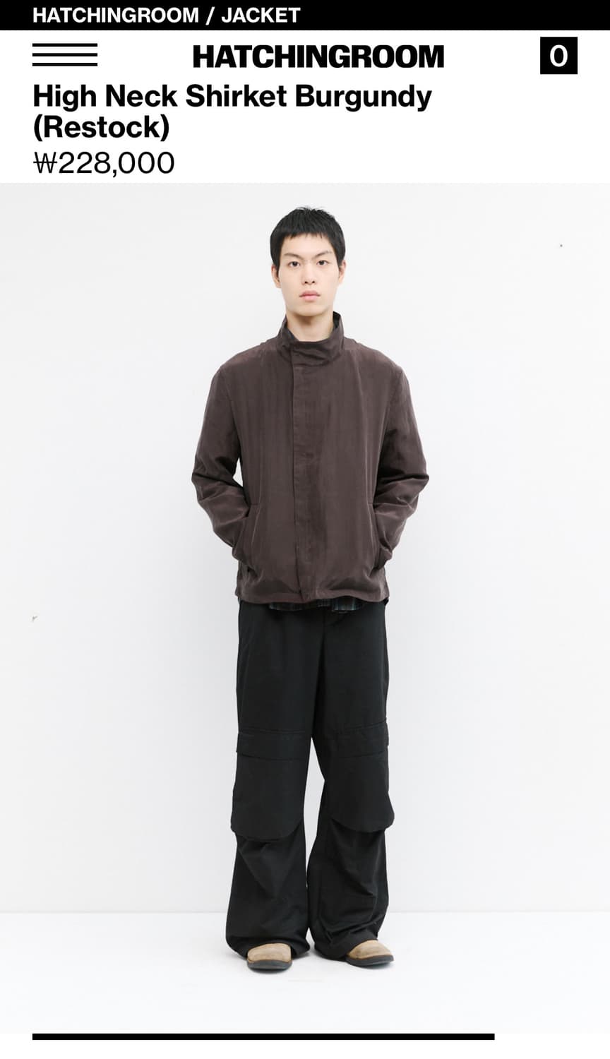 Hatchingroom 하이넥 셔켓 버건디 상품이미지4