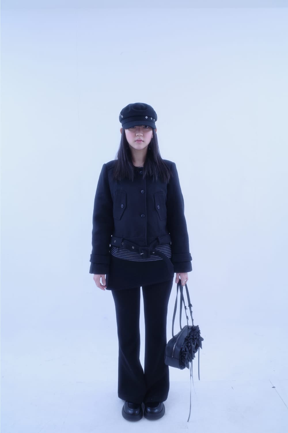 묘랑 기모 언발 스커트 팬츠 블랙 새상품 상품이미지3