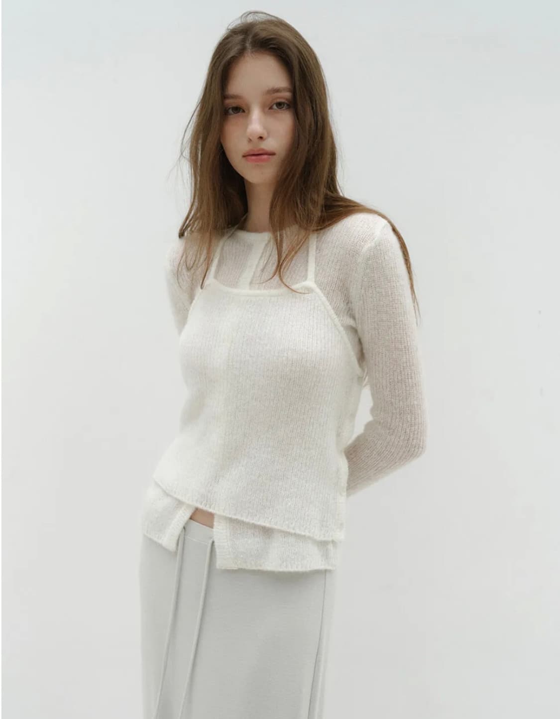 로우타이드 알파카 핸드워머 니트 아이보리 상품이미지3