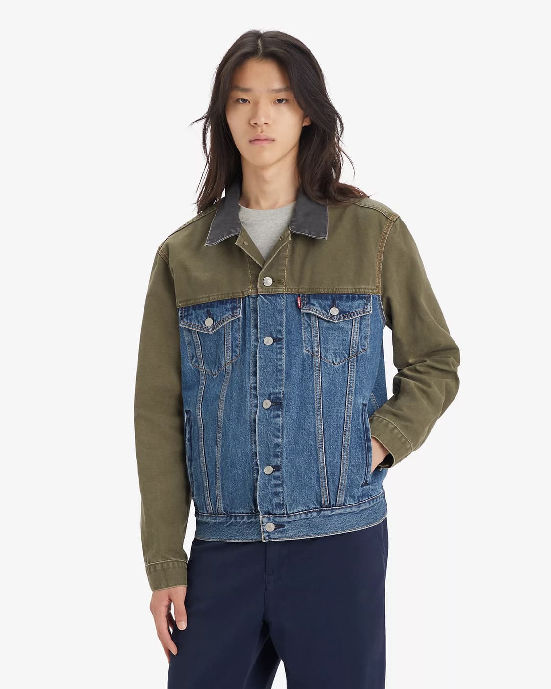 [M] 리바이스 컬러 블록 도킹 데님 트러커 자켓 새상품 상품이미지1