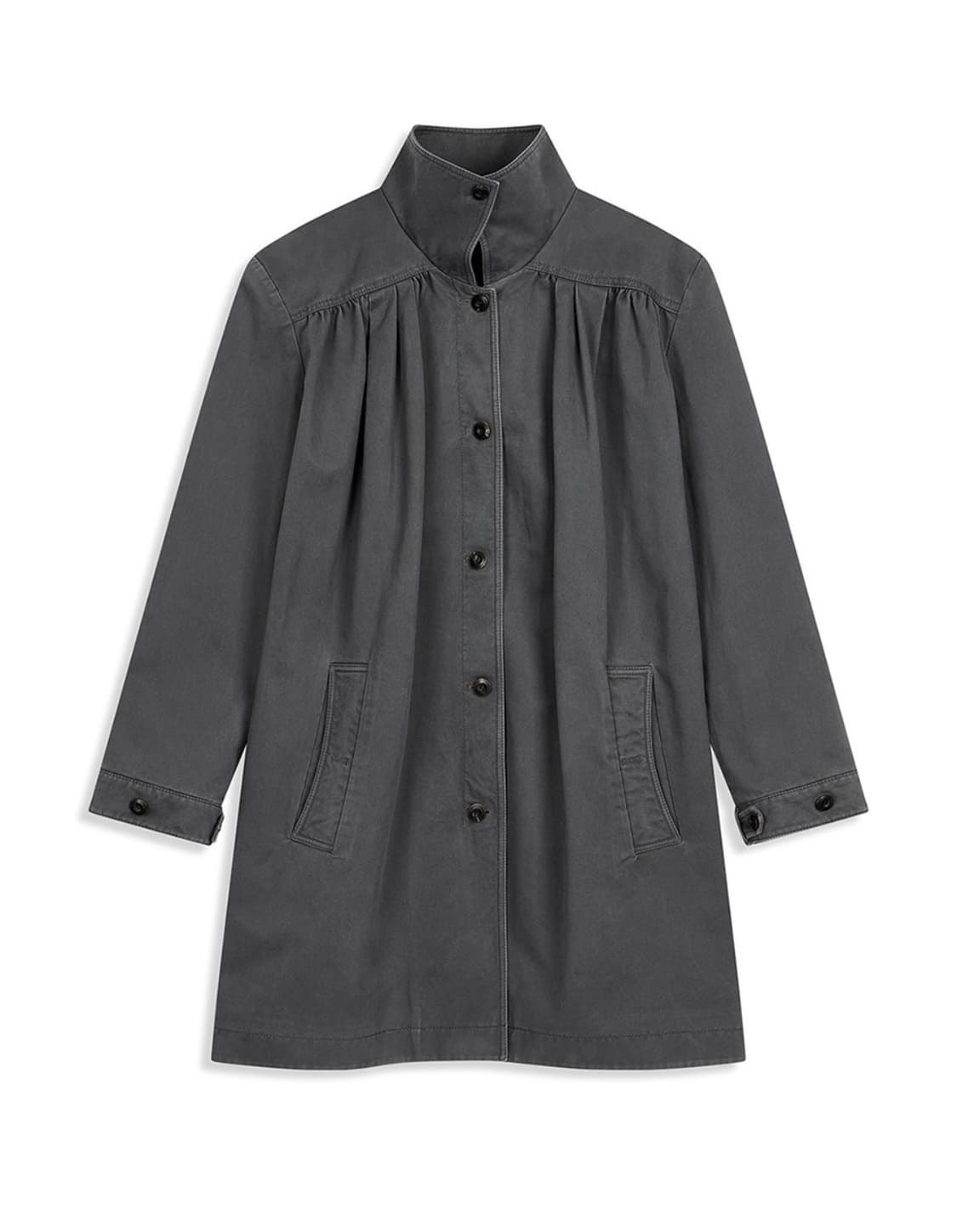 오픈와이와이 OVER SHIRRED TOP COAT CHARCOAL 상품이미지1