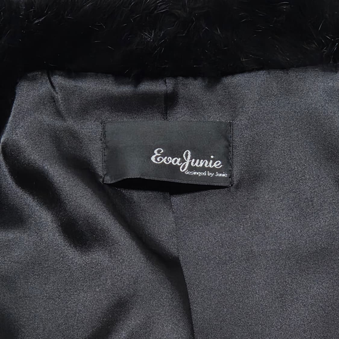 JUNIE 블랙 퍼 토끼털 100% 모피 코트 자켓 상품이미지5