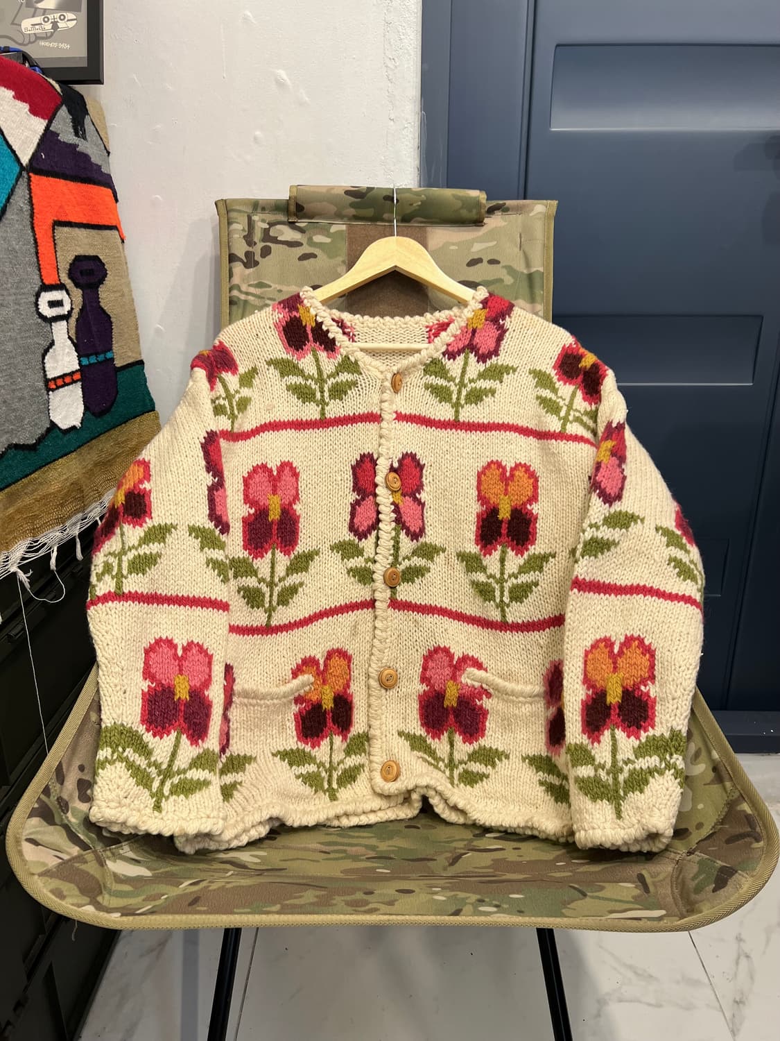 EURO VINTAGE FLOWER 핸드니트가디건 상품이미지1