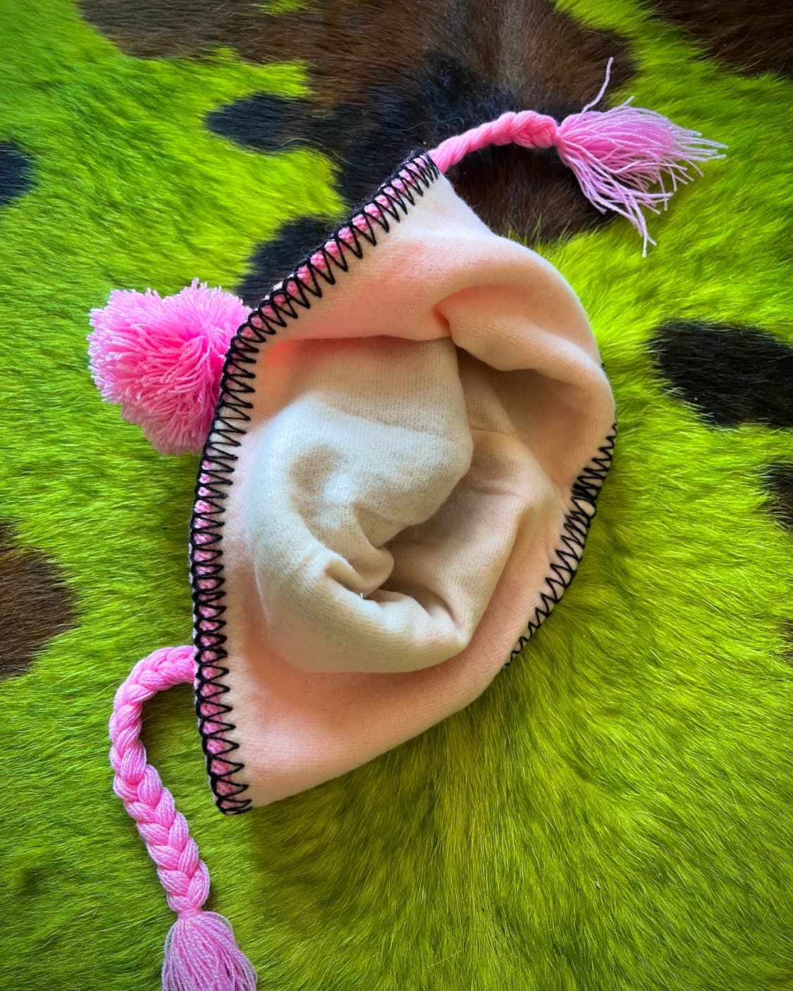 JPN Vintage Pink Ear-Muff Knit Beanie 상품이미지6