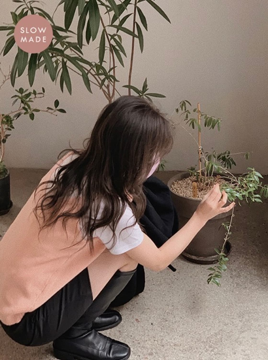 (미개봉, 새상품) 슬로우앤드 에피 레이어 니트 뷔스티에 피치핑크 새제품 상품이미지2