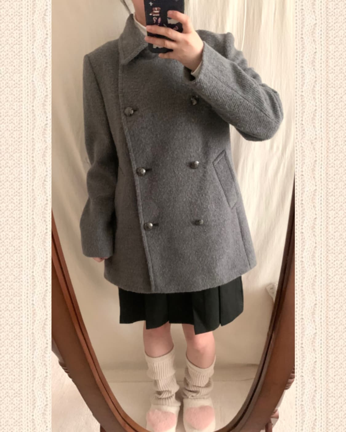 그레이 포멀 더블 코트 상품이미지6
