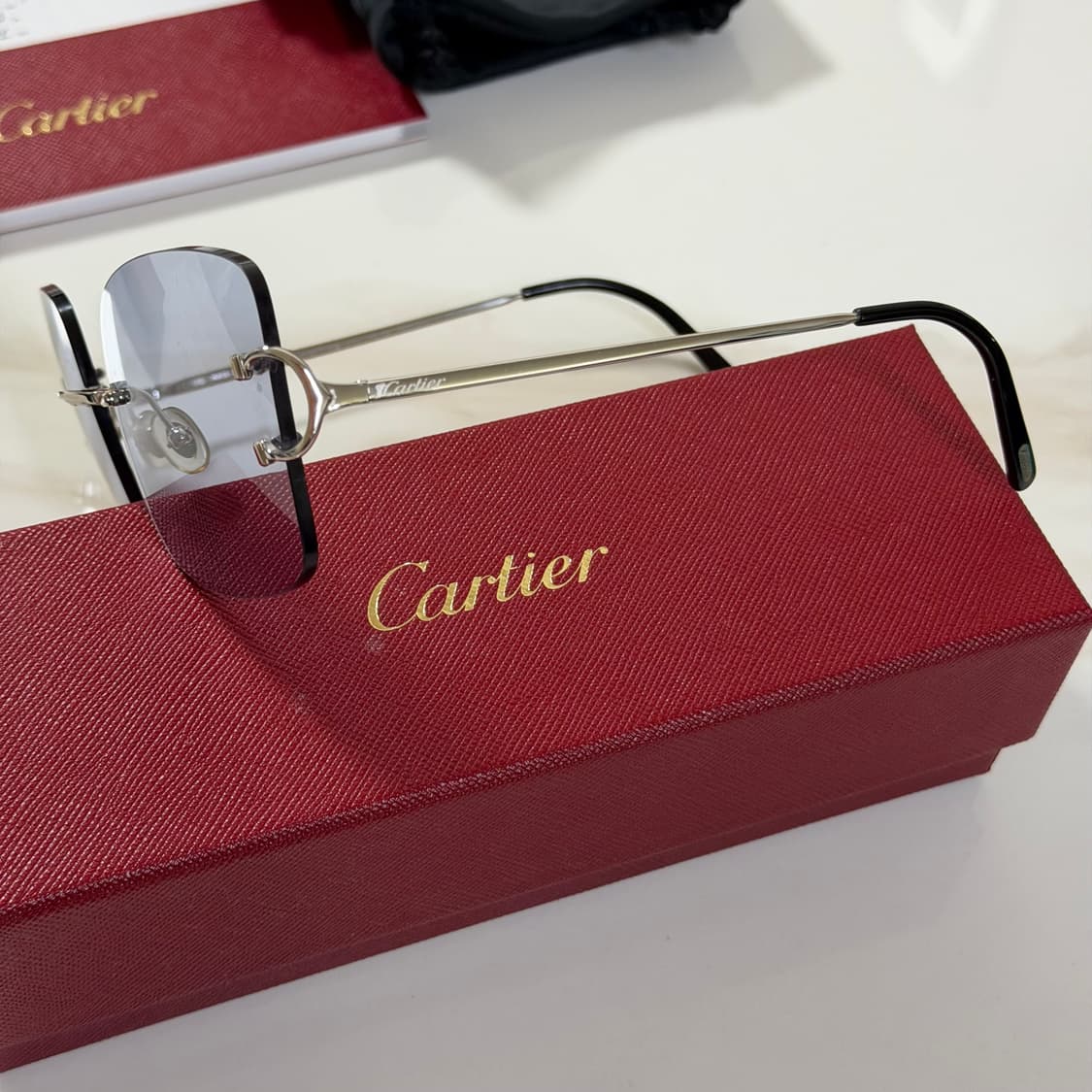 (OS) Cartier 까르띠에 C 무테 은장 선글라스 블루렌즈 상품이미지3