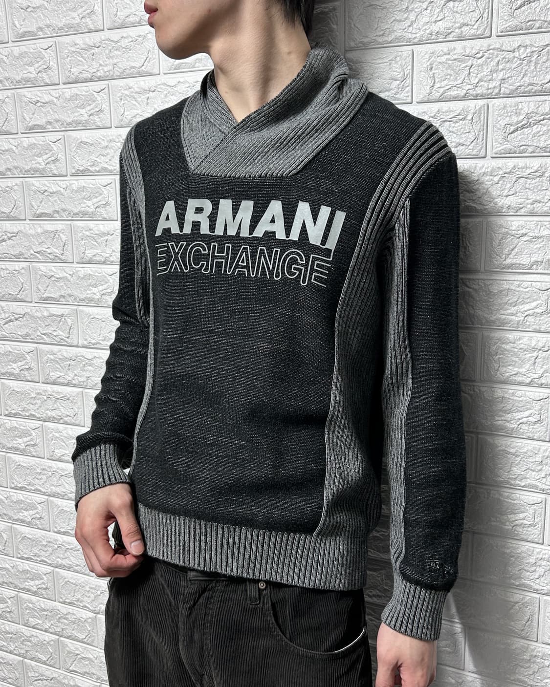 아르마니 익스체인지 숄 카라 니트  상품이미지1