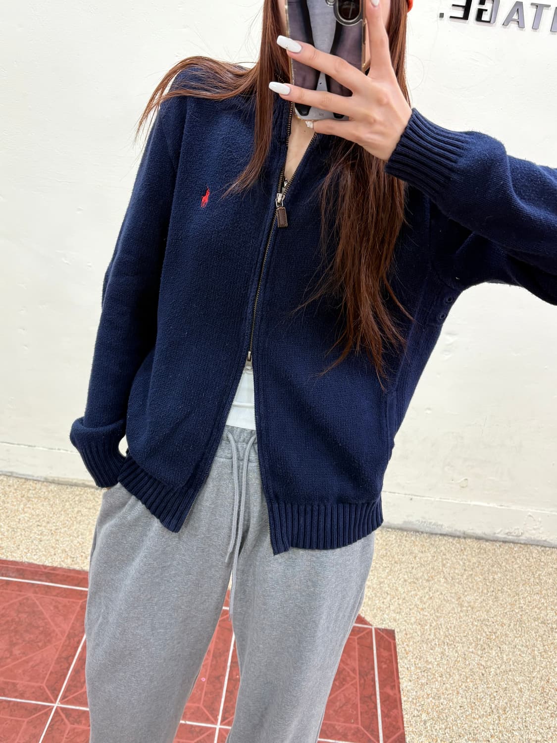 폴로 니트 집업 네이비 상품이미지2