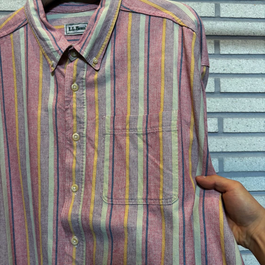 L.L.Bean 엘엘빈 레트로 멀티컬러 스트라이프 셔츠 헤비코튼 디테일 상품이미지6