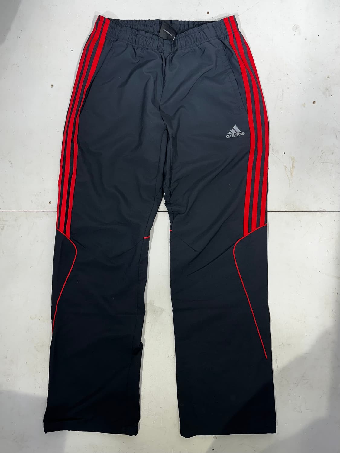 00s 아디다스 블랙 와이드 네이비 레드 삼선 트랙 팬츠 L 상품이미지4