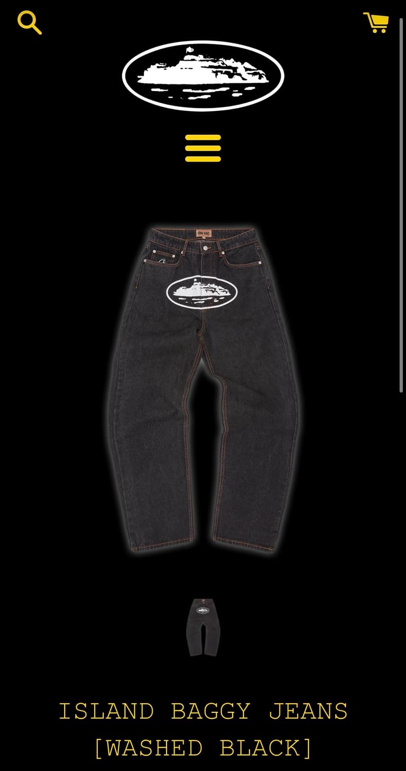 코르테이즈 아일랜드 배기 진 블랙 데님 팬츠 상품이미지1