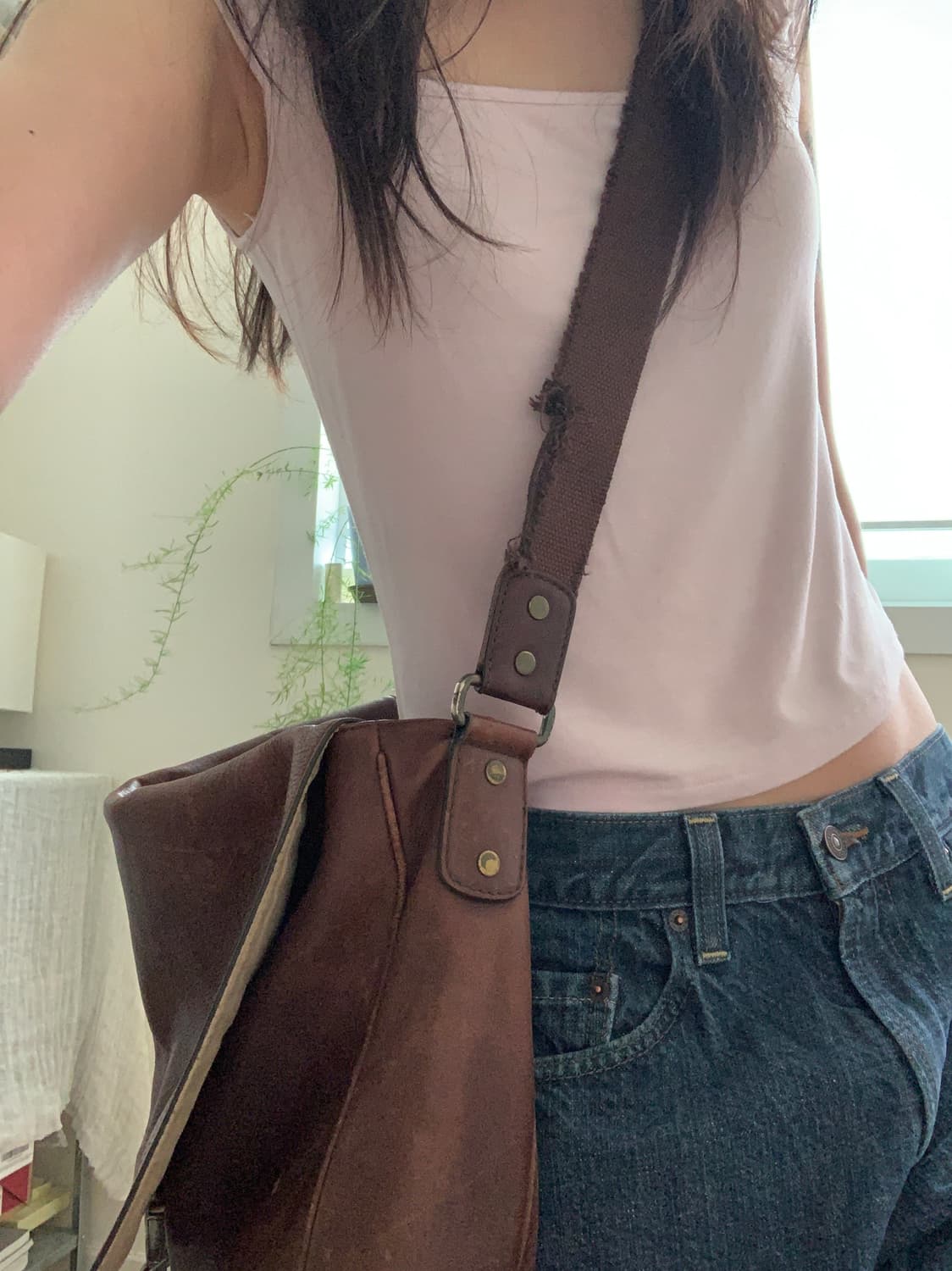 leather big messenger bag 상품이미지6