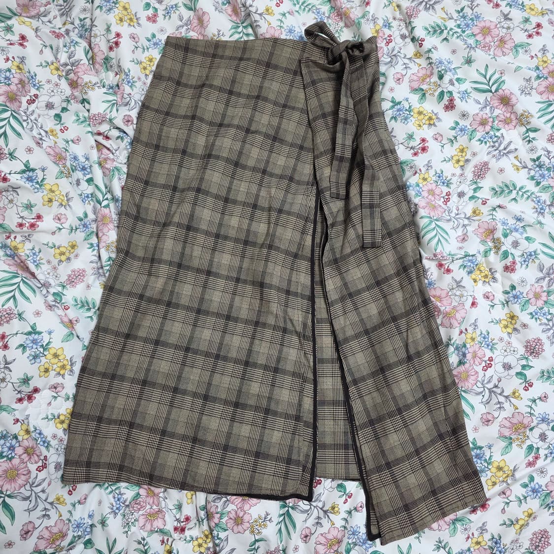 일본빈티지)하구미모리걸 아오이유우st 로맨틱 앤틱 체크 랩 롱스커트 상품이미지1