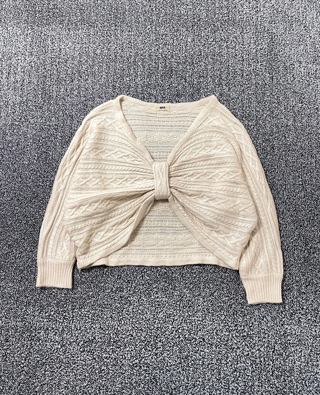 vinteちきゅ. MIIA 리본 가디건 연분홍 니트 모리걸 히메 상품이미지1