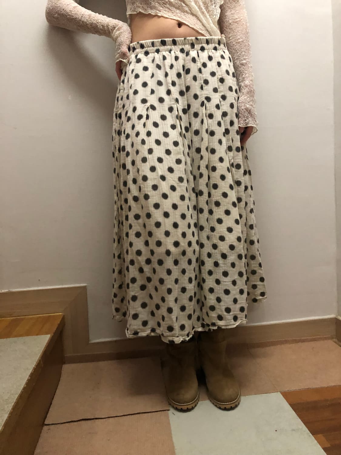 빈티지 화이트 도트 벌룬 팬츠 상품이미지2