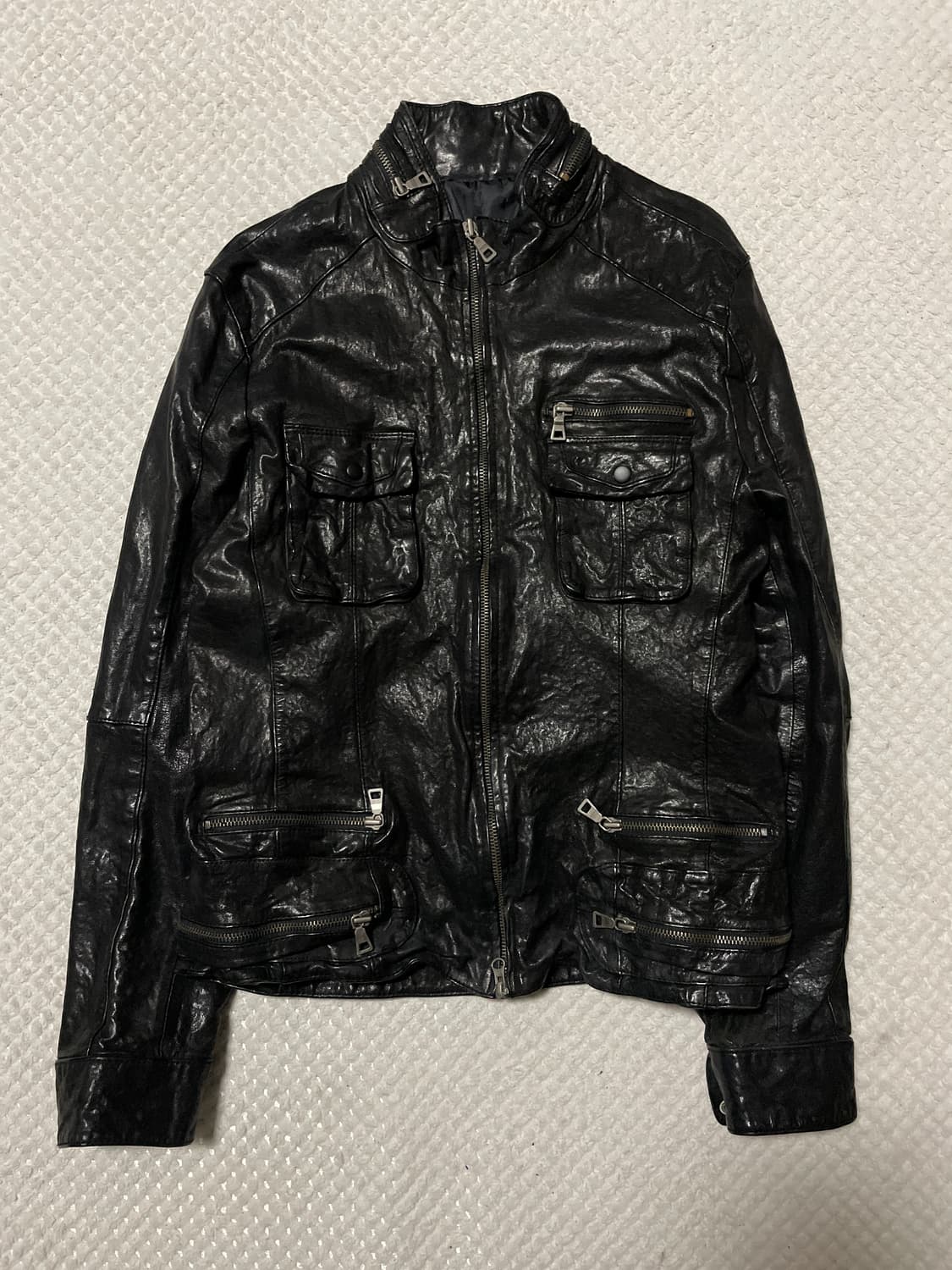 광희시장 웨스턴 무드 2WAY 램스킨 양가죽 절개 포켓 레더 자켓 상품이미지1