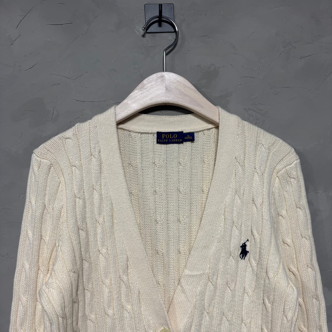 폴로 랄프로렌 신형 케이블 브이넥 가디건 아이보리 상품이미지2