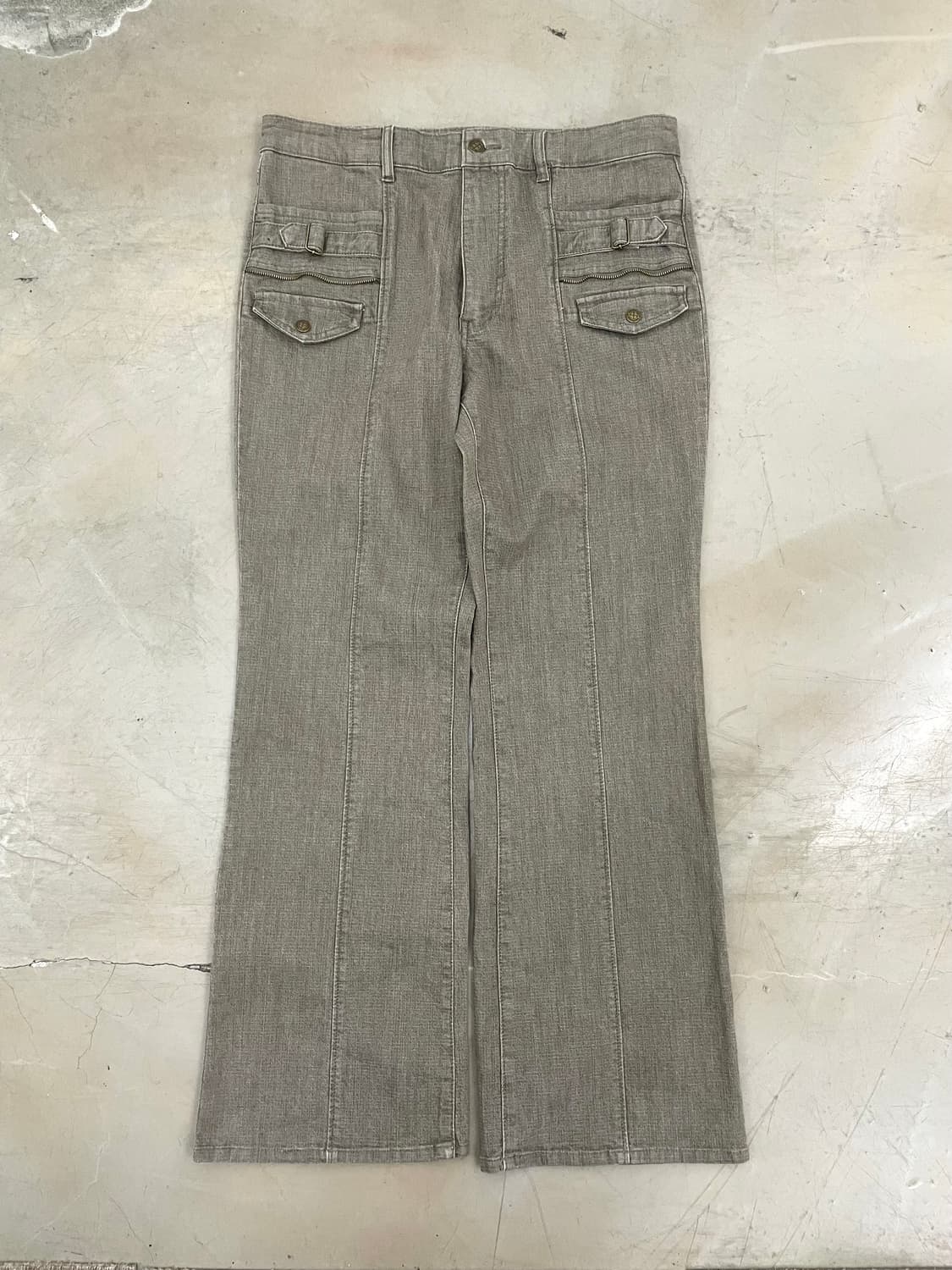 pocket Details belt beige boot-cut pants 상품이미지3