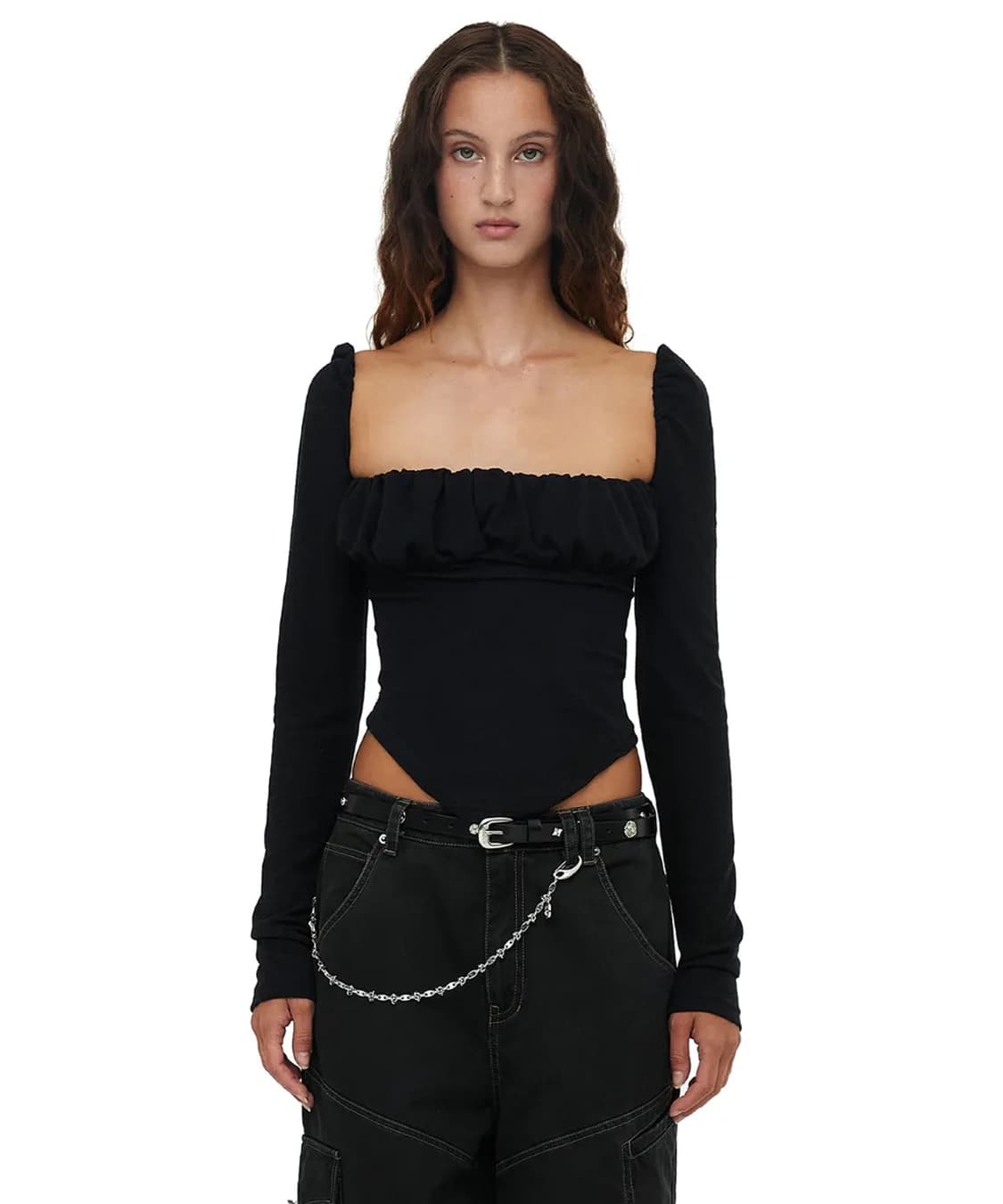 세릭 셔링 스퀘어 탑 블랙 shirring square top 상품이미지1